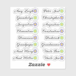 16 Custom Guest List Names Calligraphy Cute Daisy