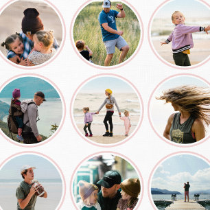 16 Custom Photos & Colour Circle Pattern Pale Pink Wallpaper