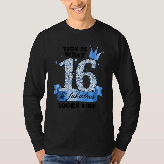 16 & Fabulous I Blue White Party Group Candid Phot T-Shirt (Front)