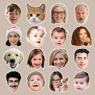 16 Face Photos Custom-Cut Vinyl Sticker