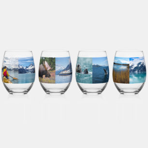 16 Family Vacation Photos Stemless Wine Glass