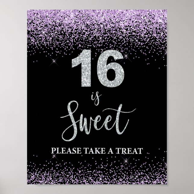 16 is Sweet Please Take a Treat Birthday Sign (Front)