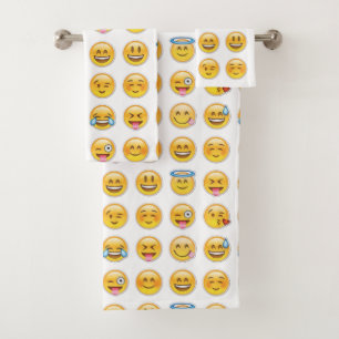 16 mixed emojis bath towel set
