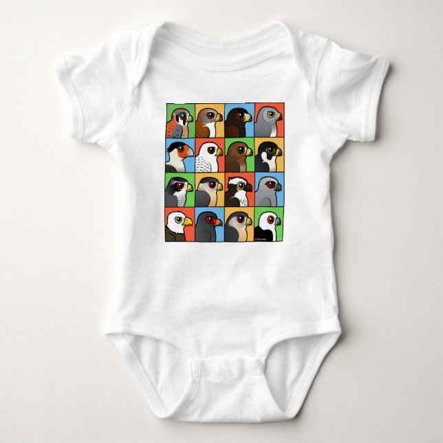 16 North American Raptor Profiles Baby Bodysuit (Front)