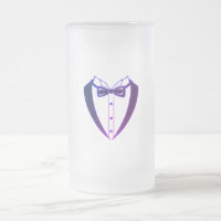 16 ounce frosted mug w/ purple tinted tuxedo 