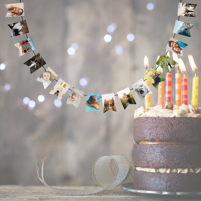 16 own photos personalized Birthday Party  Bunting (personalised birthday party bunting flags perfect to celebrate a special birthday, a graduation...)