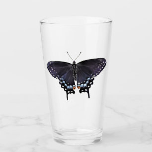 16 oz Glass Tumbler Black Swallowtail Butterfly