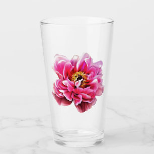 16 oz glass tumbler pink peony