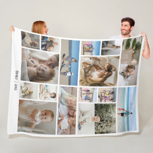 16 Photo collage and text template personalised Fleece Blanket