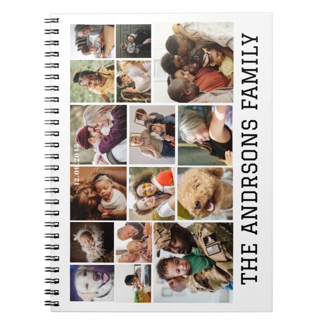 16 photo collage family Spiral Photo Notebook (Front)