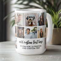 16 Photo Collage Grid - 2 Text boxes - black white