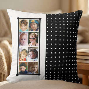 16 photo collage polka dots throw black cushion