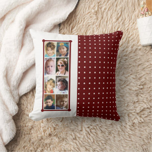 16 photo collage polka dots throw burgundy cushion