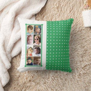 16 photo collage polka dots throw green cushion