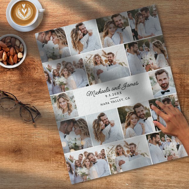 16-Photo Collage Wedding/Anniversary 520 Piece Jigsaw Puzzle (Creator Uploaded)