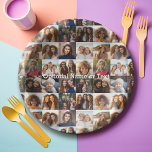 16 Photo Collage - You square photos or instagram Paper Plate<br><div class="desc">You can use any photos for this design. Use 16 square photos to create a unique and personal gift.</div>