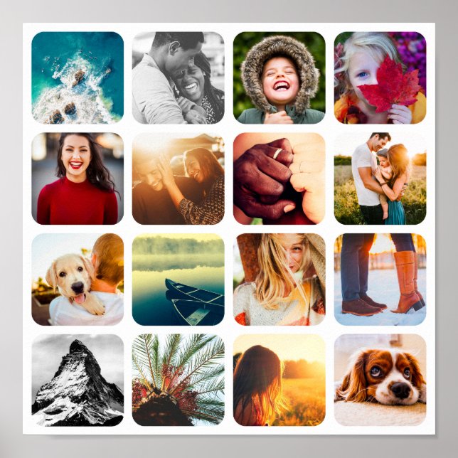 16 Photo Grid Wall Poster Template Collage (Front)