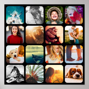 16 Photo Grid Wall Poster Template Collage