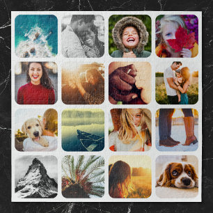 16 Photo Jigsaw Puzzle Template White Rounded