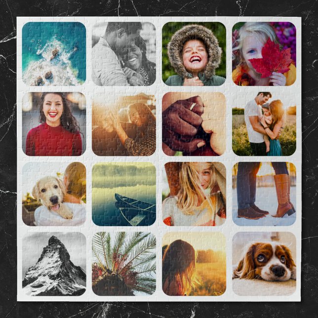 16 Photo Jigsaw Puzzle Template White Rounded (Creator Uploaded)