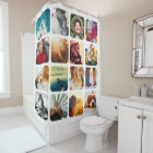 16 Photo Template Rounded White Shower Curtain