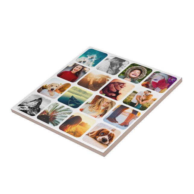 16 Photo Wall Tile Template Grid White Frame (Side)