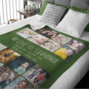16 Photos Collage And Personalised Text Fleece Blanket