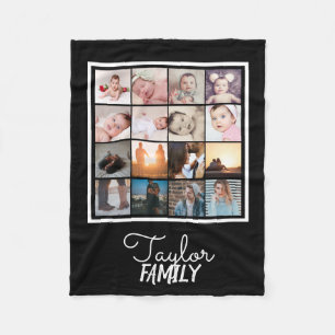 16 Photos Collage Personalised Template Fleece Blanket