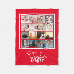 16 Photos Collage Personalised Template Fleece Blanket