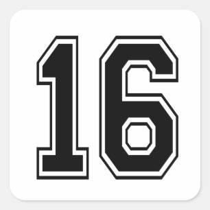 16 sixteen varsity num square sticker