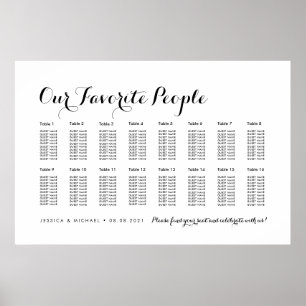 16 Table Elegant Wedding Guest Seating Chart