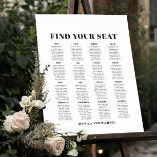 16 Table Large Wedding Guest Seating Chart