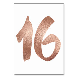 16 Table  Number White Metallic Pink Rose Gold