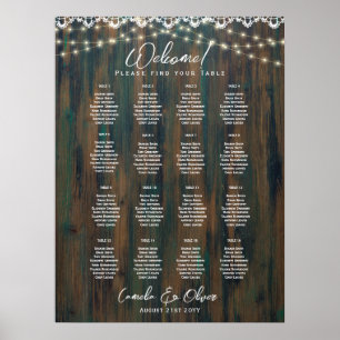 16 Table Rustic Lace Lights SEATING CHART BUDGET
