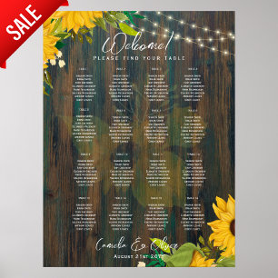 16 Table Rustic Sunflowers SEATING CHART BUDGET