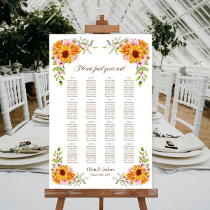 16 Table Sunflower Wedding Seating Chart