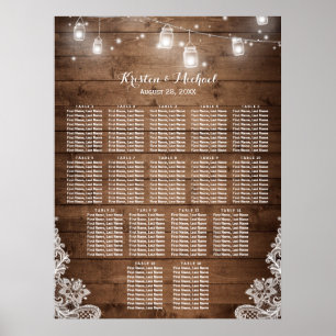 16 Tables Rustic String Lights Seating Chart