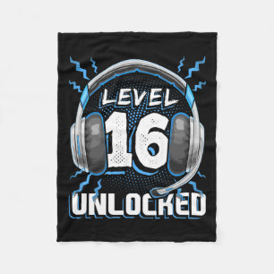 16 Unlocked Video Game 16th Birthday Pc Gaming Gif Fleece Blanket