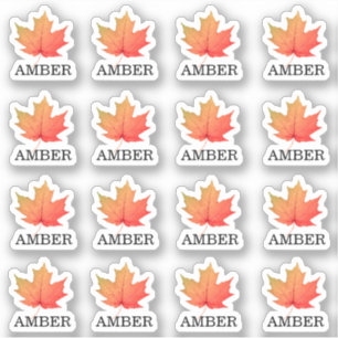 16 Waterproof Amber Maple Leaf Grading Labels  
