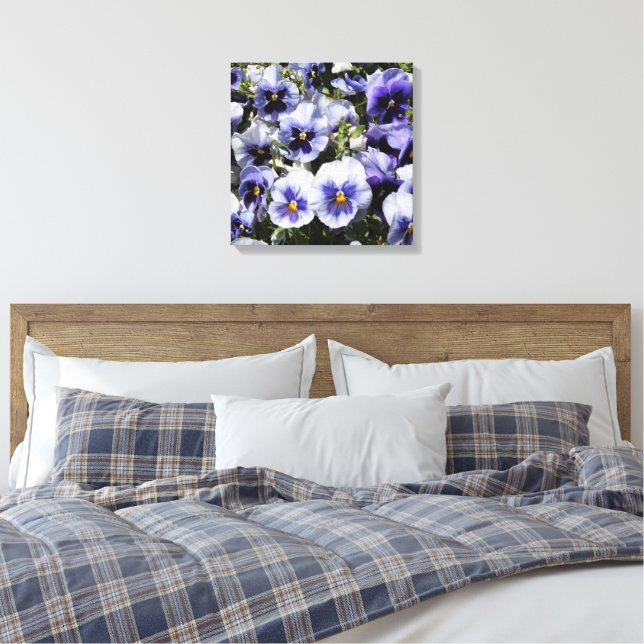 16"x16" Purple Pansies Canvas Print (Insitu(Bedroom))