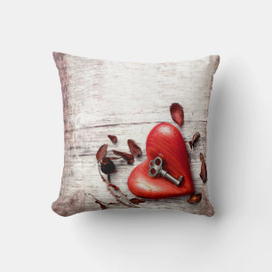 16"x16" Throw Pillow Country Wood Key to my Heart