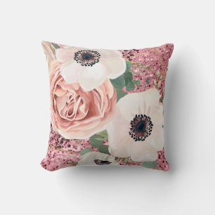 16"x16" Throw Pillow Geometric Garden Rose Glitter