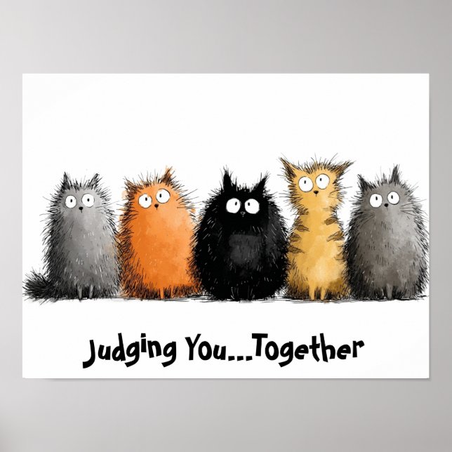 16 x 12 Cartoon Cat Poster (Front)