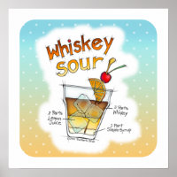 16" x 16" POSTER, WHISKEY SOUR RECIPE COCKTAIL ART