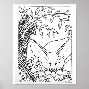16"x 20" Sleeping Fennec Fox colouring Poster