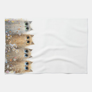 16 x 24 kitchen towel-pretty cats and flowers tea towel