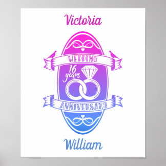 16 Year 16th wedding anniversary Poster