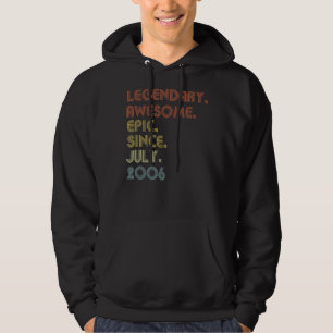 16 Year Old Awesome Since July 2006  16th Birthday Hoodie