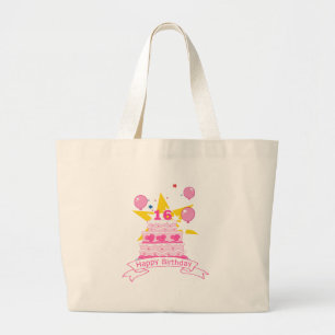 16 Year Old Birthday Cake Large Tote Bag