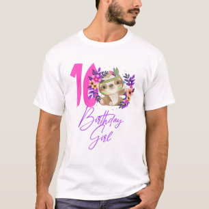 16 Year Old Birthday Girl Cute 16th Birthday Sloth T-Shirt